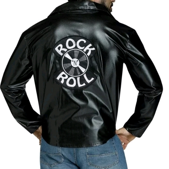 Rock N Roll Faux Leather Jacket Costume 1950s Retro - Picture 1 of 6